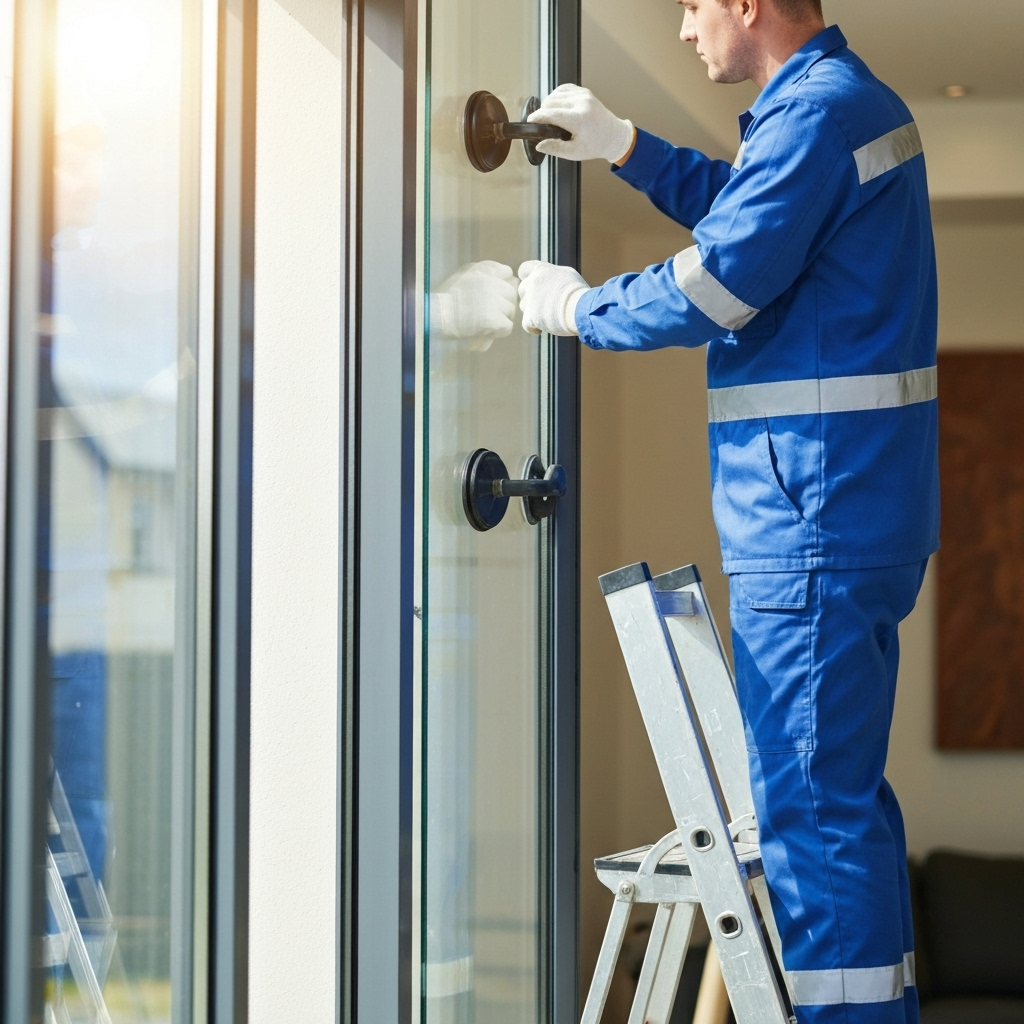 Vitrier professionnel au travail
